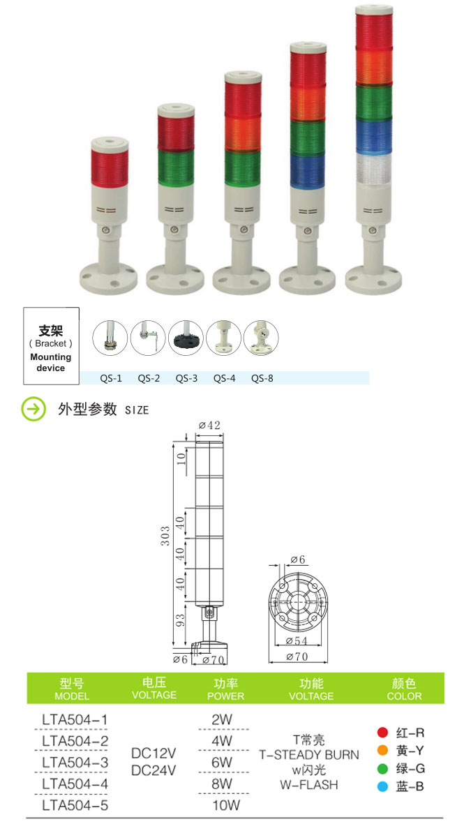 啟晟多層警示燈系列LTA504 組合式聲光報警器