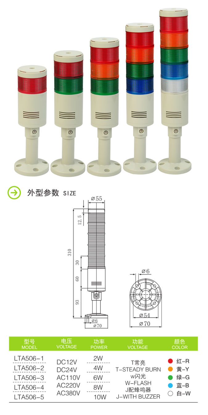 啟晟聲光報(bào)警器廠提供LTA506 LED多層警示燈